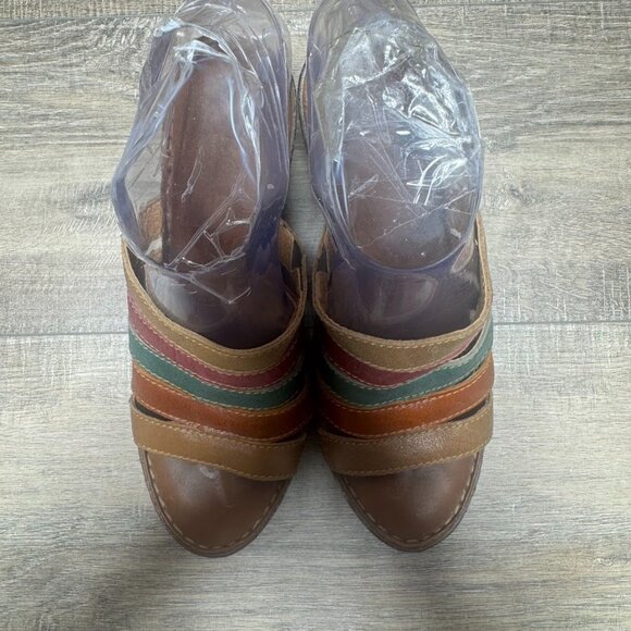 Born Kumi Boho MultiColor Strappy Wedge Slide Heels Women's Size EU 38 - Picture 2 of 7